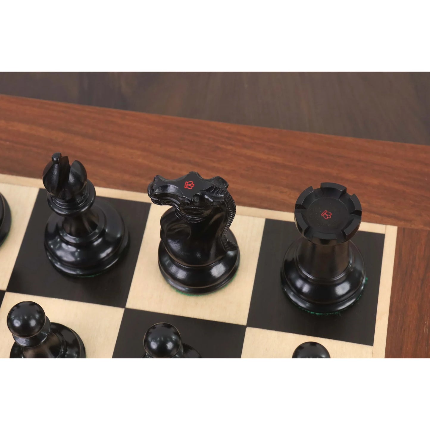 1849 Cooke Type Staunton Chess Set- Chess Pieces Only- Ebony Wood & Antiqued Boxwood - 4.3" King