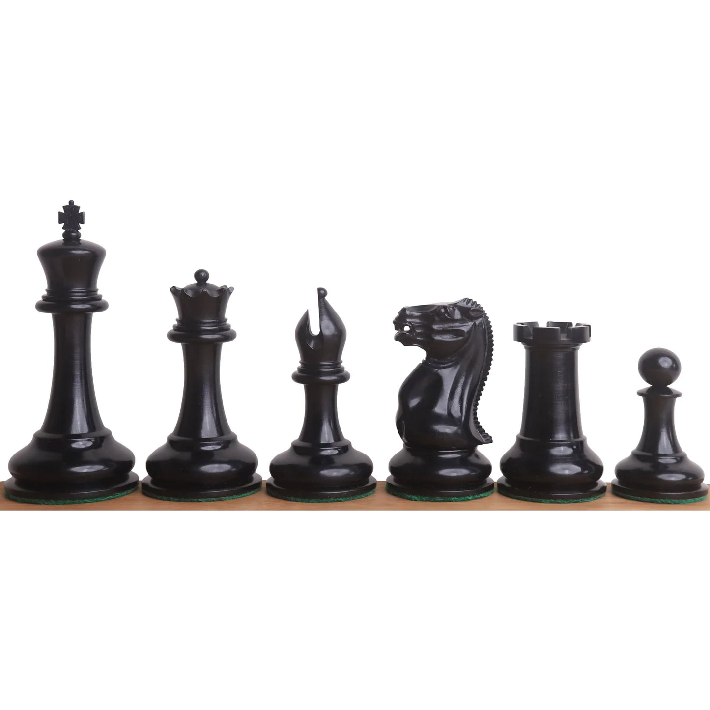 1849 Cooke Type Staunton Chess Set- Chess Pieces Only- Ebony Wood & Antiqued Boxwood - 4.3" King