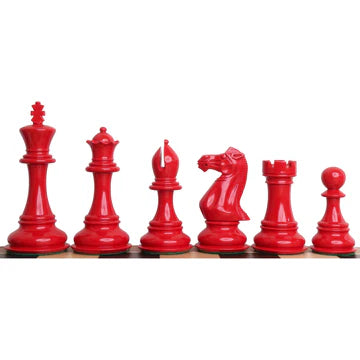 6.3" Jumbo Pro Staunton Luxury Chess Set - Chess Pieces Only - Red & White Lacquered