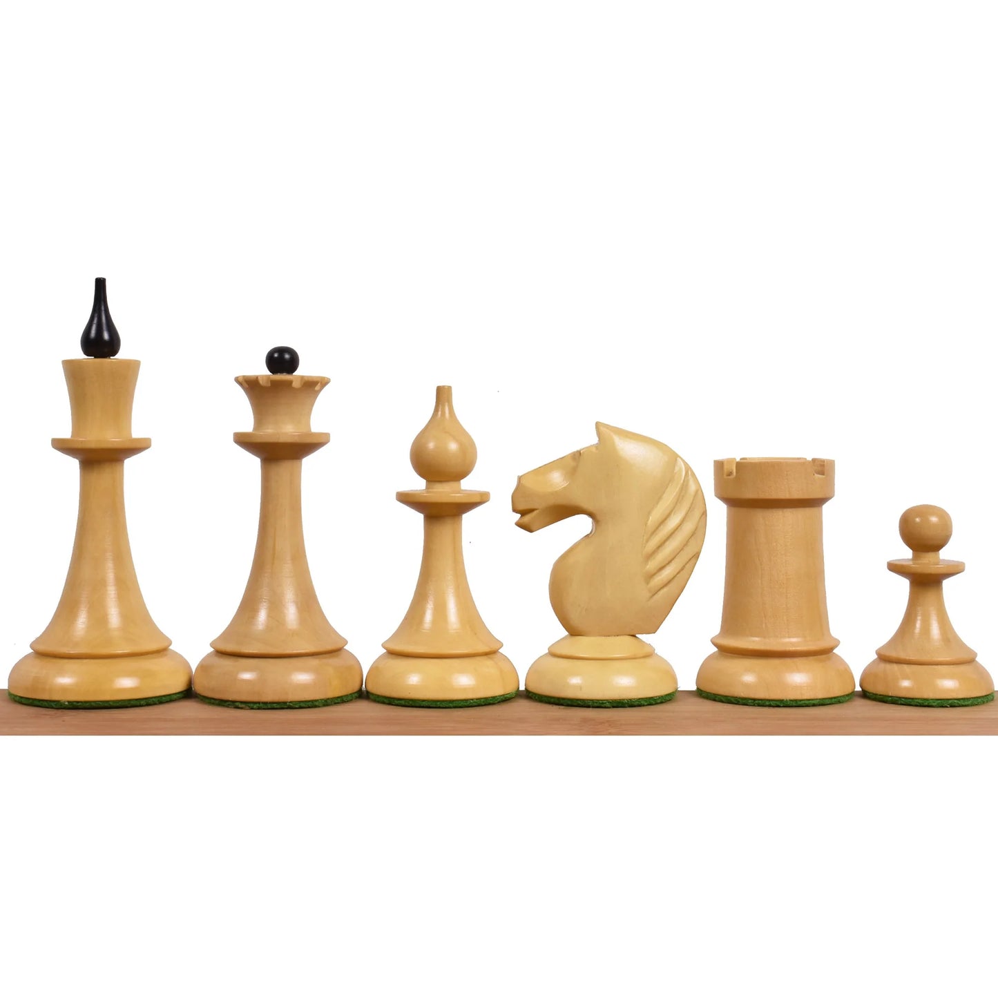 1950's Soviet Latvian Reproduced Chess Set - Chess Pieces Only- Ebonised Boxwood - 4"