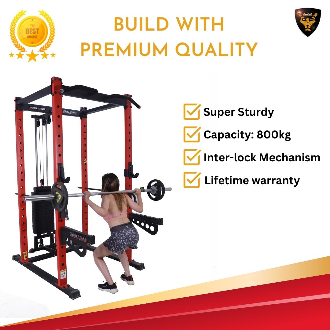 Power Squat Rack PR-22 Lx With Crossover, Lats Pull Down Commercial Made With Latest Laser Cut Technology For Commercial Gym or Home Gym Setup