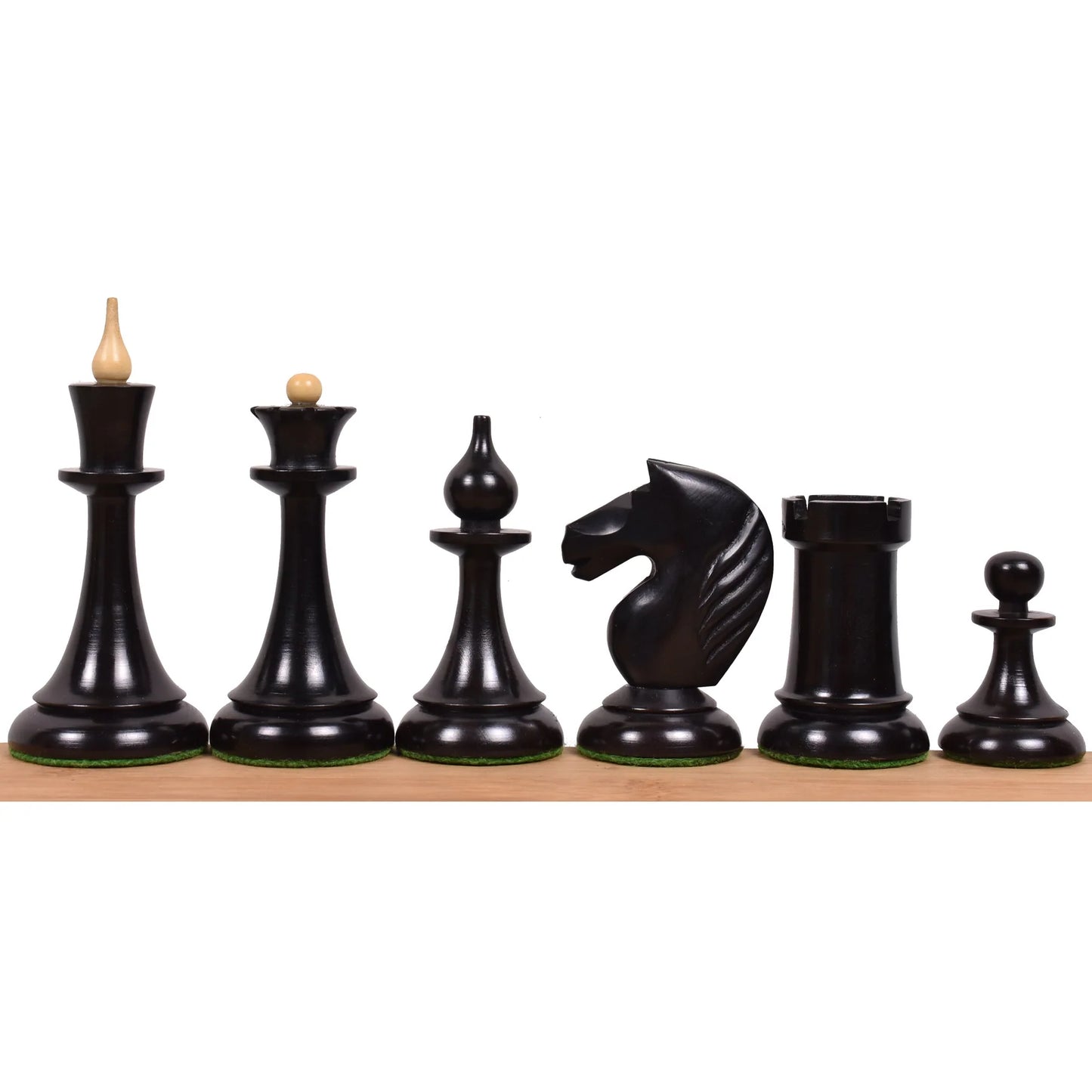 1950's Soviet Latvian Reproduced Chess Set - Chess Pieces Only- Ebonised Boxwood - 4"