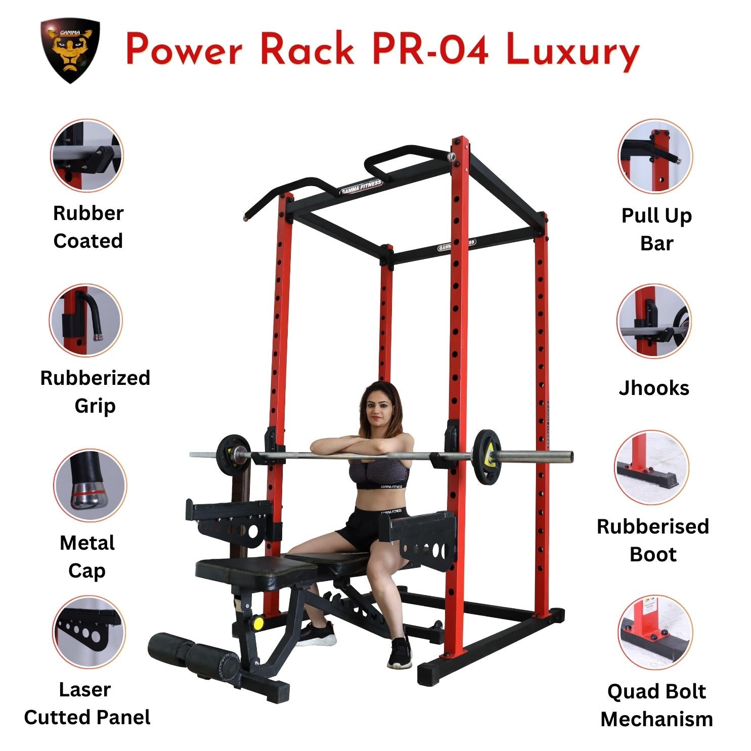 Power Squat Rack PR-04 Lx Commercial Made With Latest Laser Cut Technology For Commercial Gym or Home Gym Setup