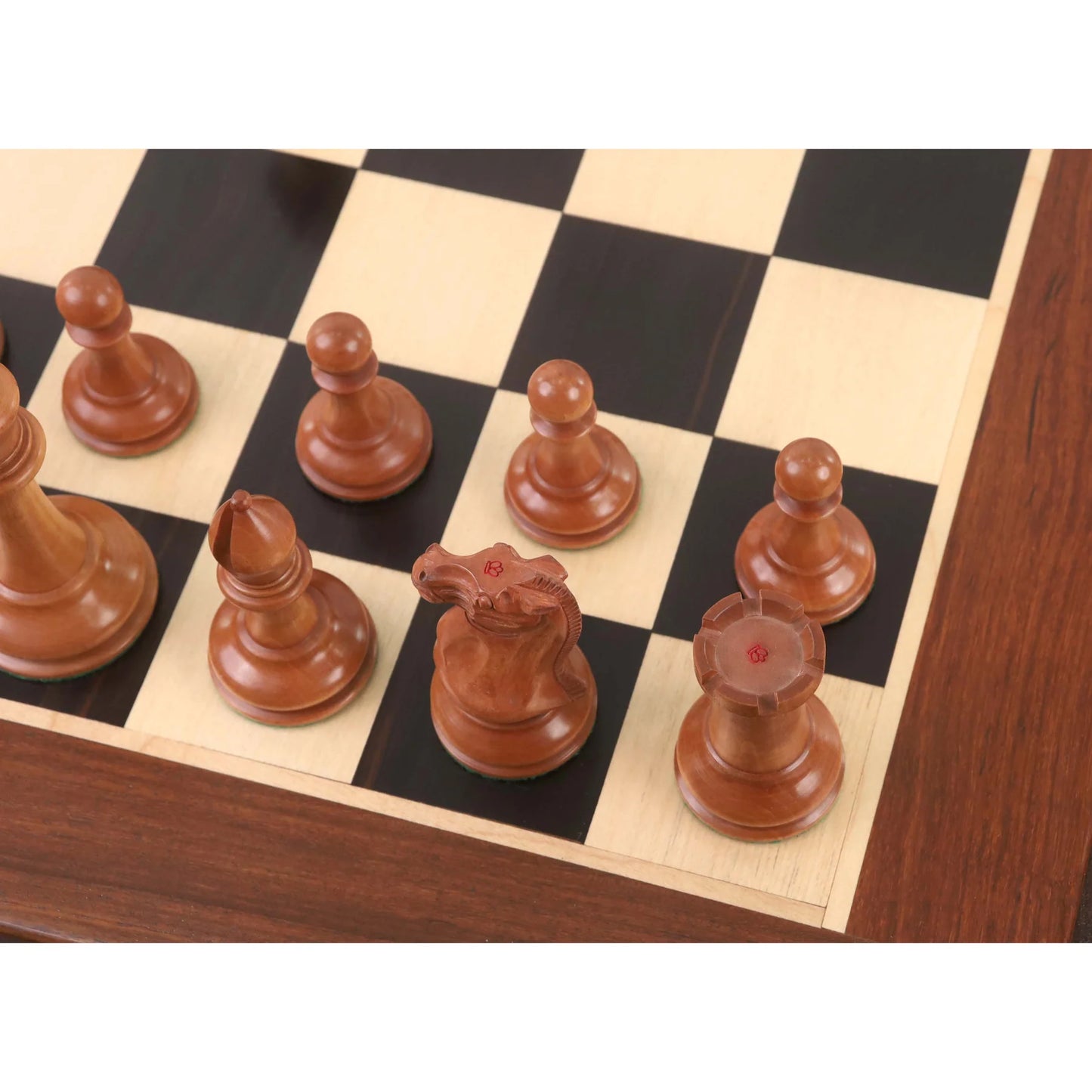1849 Cooke Type Staunton Chess Set- Chess Pieces Only- Ebony Wood & Antiqued Boxwood - 4.3" King