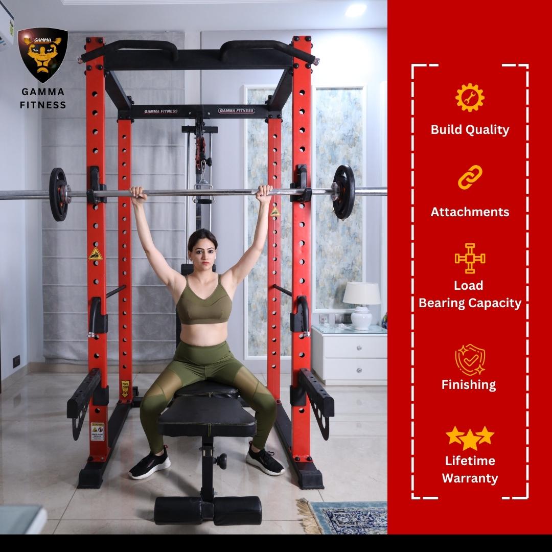 Power Squat Rack PR-22 Lx With Crossover, Lats Pull Down Commercial Made With Latest Laser Cut Technology For Commercial Gym or Home Gym Setup