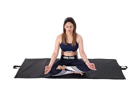 Gamma Fitness Leather Yoga Exercise Mat for Gym, Indoor & Outdoor | Foldable Yoga Mat | Traveling Mat | Yoga Mat with Carrying Strap |