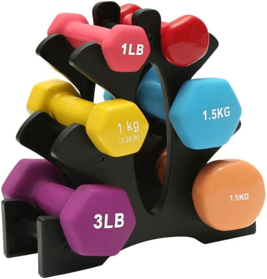 Gamma Fitness Dumbbell Rack Stand only 3 Tier Dumbbell Bracket Free Weight Stand for Home Gym Organization (With Dumbbells))