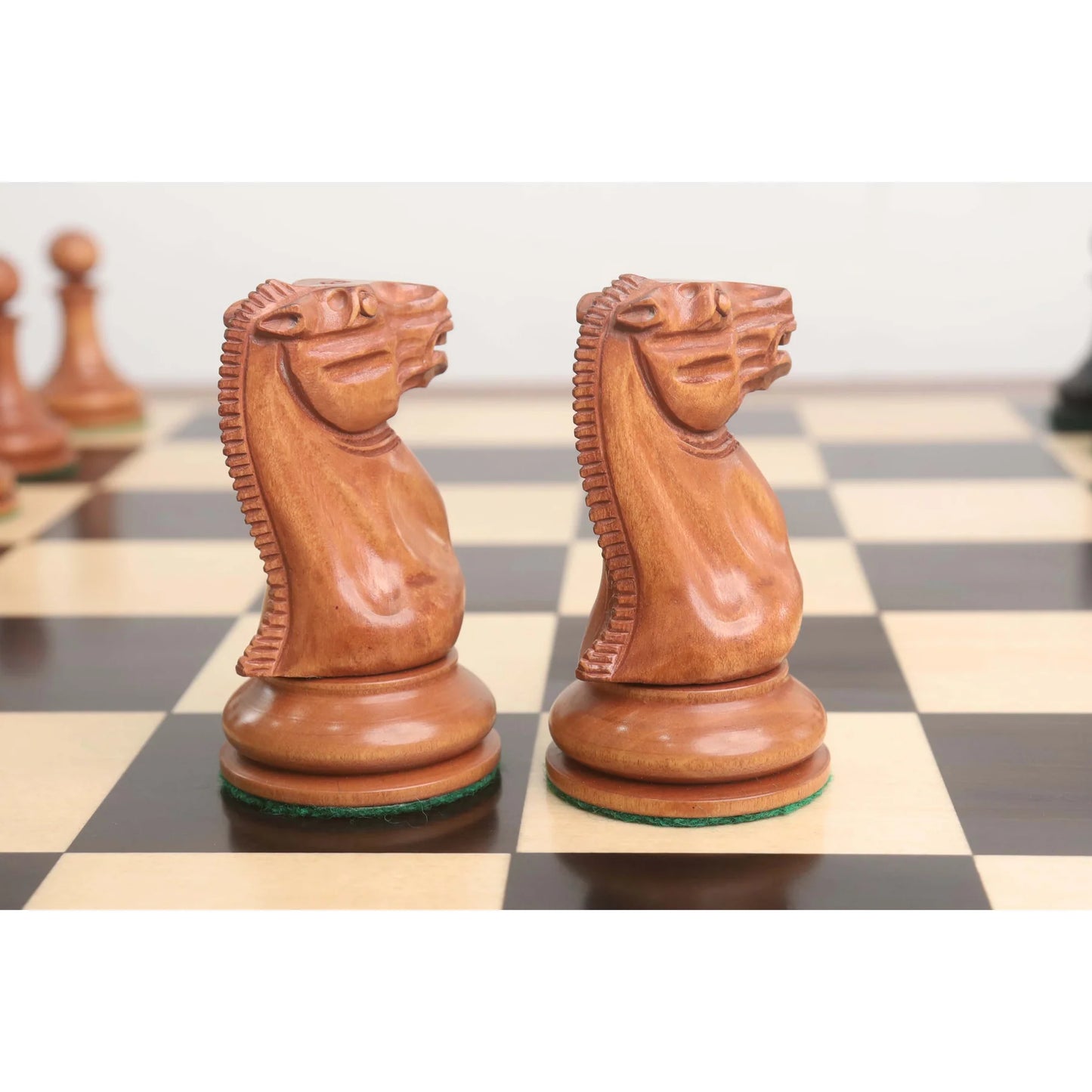 1849 Cooke Type Staunton Chess Set- Chess Pieces Only- Ebony Wood & Antiqued Boxwood - 4.3" King