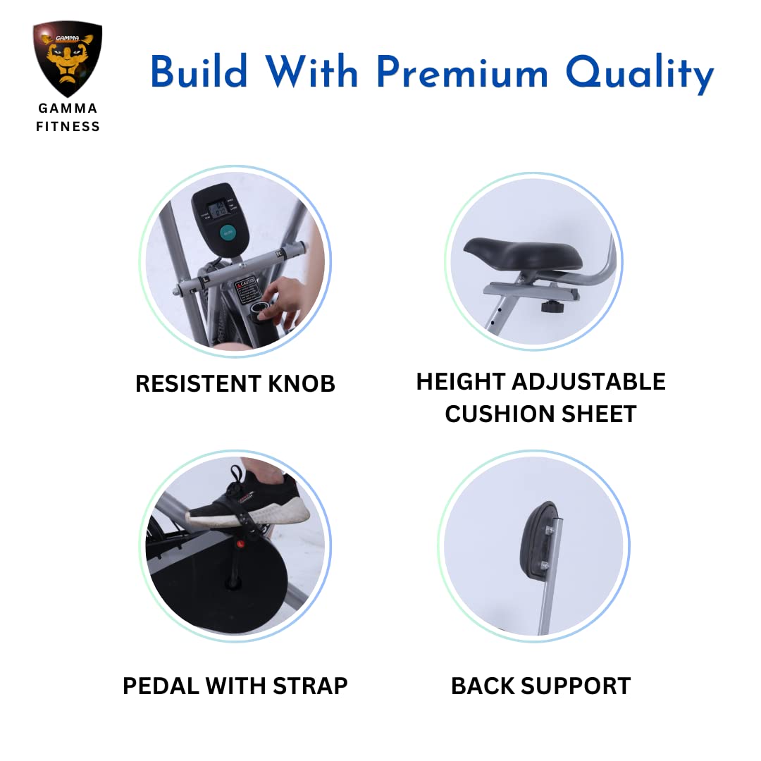 Gamma Fitness EB-09 an Air Bike With Back Support | Exercise Machine for Home Gym | Comfortable Seat and Adjustable Resistance |
