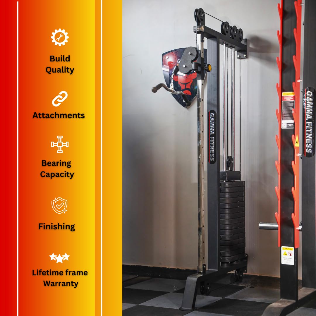Gamma Fitness Wall Mounted Half Cable Steel Crossover GF-15 for LATS Pull Down, Chest, BI-TRI, Rowing Workout