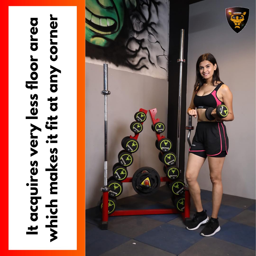 Gamma Fitness 3 in 1 Multi Dumbbell Rack, Weight Plate Rack & Gym Barbell Rack For Commercial & Home Gym Purpose | Multi Storage Gym Rack MR-888