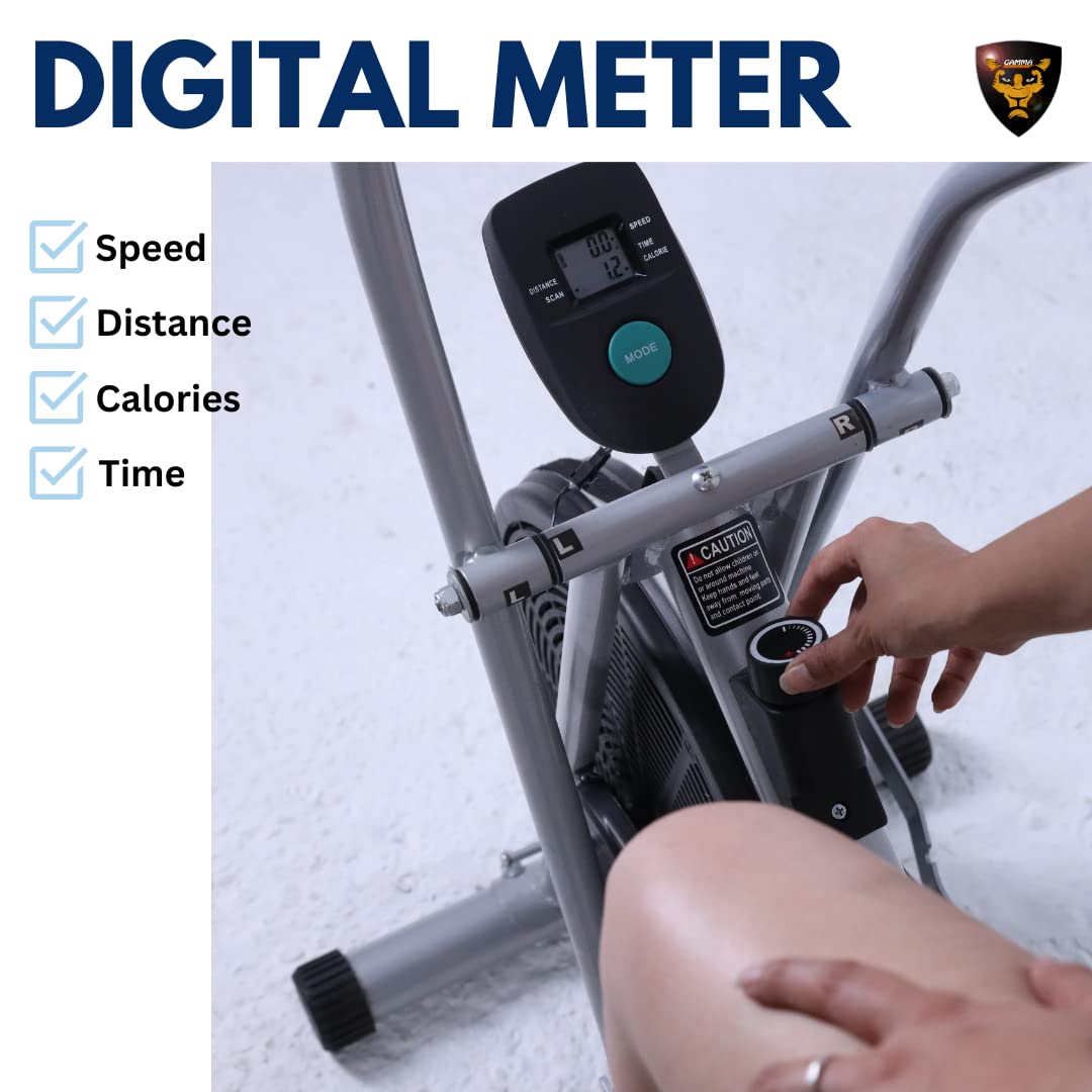 Gamma Fitness EB-09 an Air Bike With Back Support | Exercise Machine for Home Gym | Comfortable Seat and Adjustable Resistance |