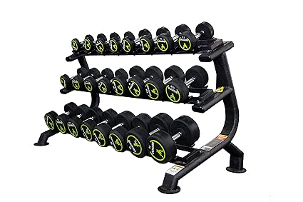 Commercial Dumbbell Rack 3 tier With Storage Capacity Upto 24 Pc 12 P Gamma Fitness