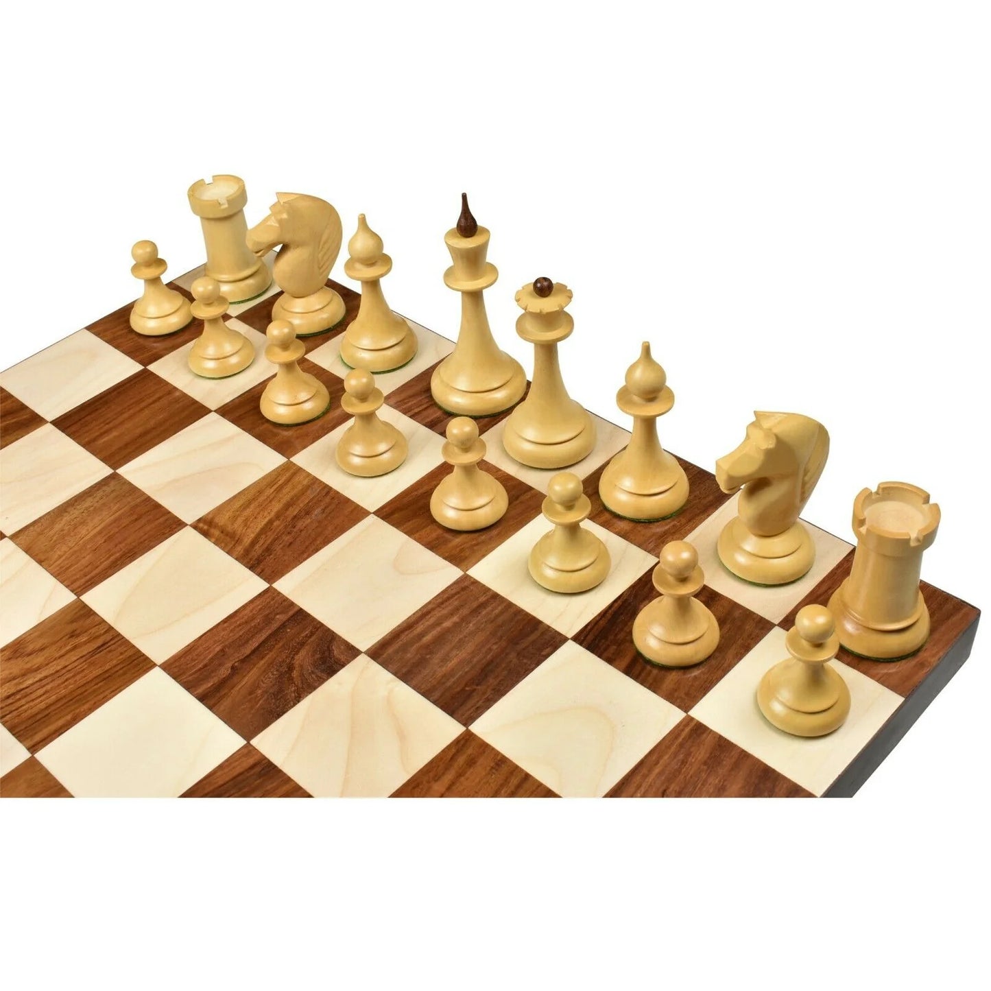 1950's Soviet Latvian Reproduced Chess Set - Chess Pieces Only- Ebonised Boxwood - 4"