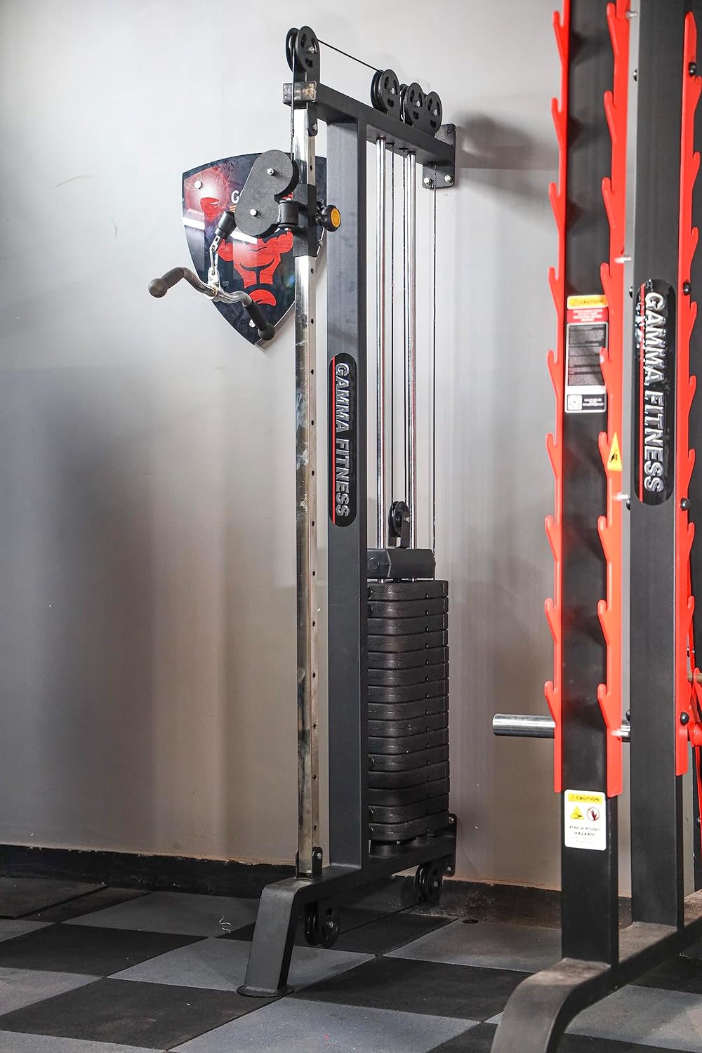 Gamma Fitness Wall Mounted Half Cable Steel Crossover GF-15 for LATS Pull Down, Chest, BI-TRI, Rowing Workout