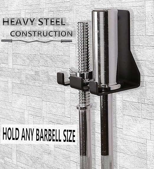 Gamma Fitness Vertical Barbell Storage Double Barbell Storage Holder Wall Mount Hanging Barbell Rack Display Rack Commercial or Home Gym Accessory WBR-901