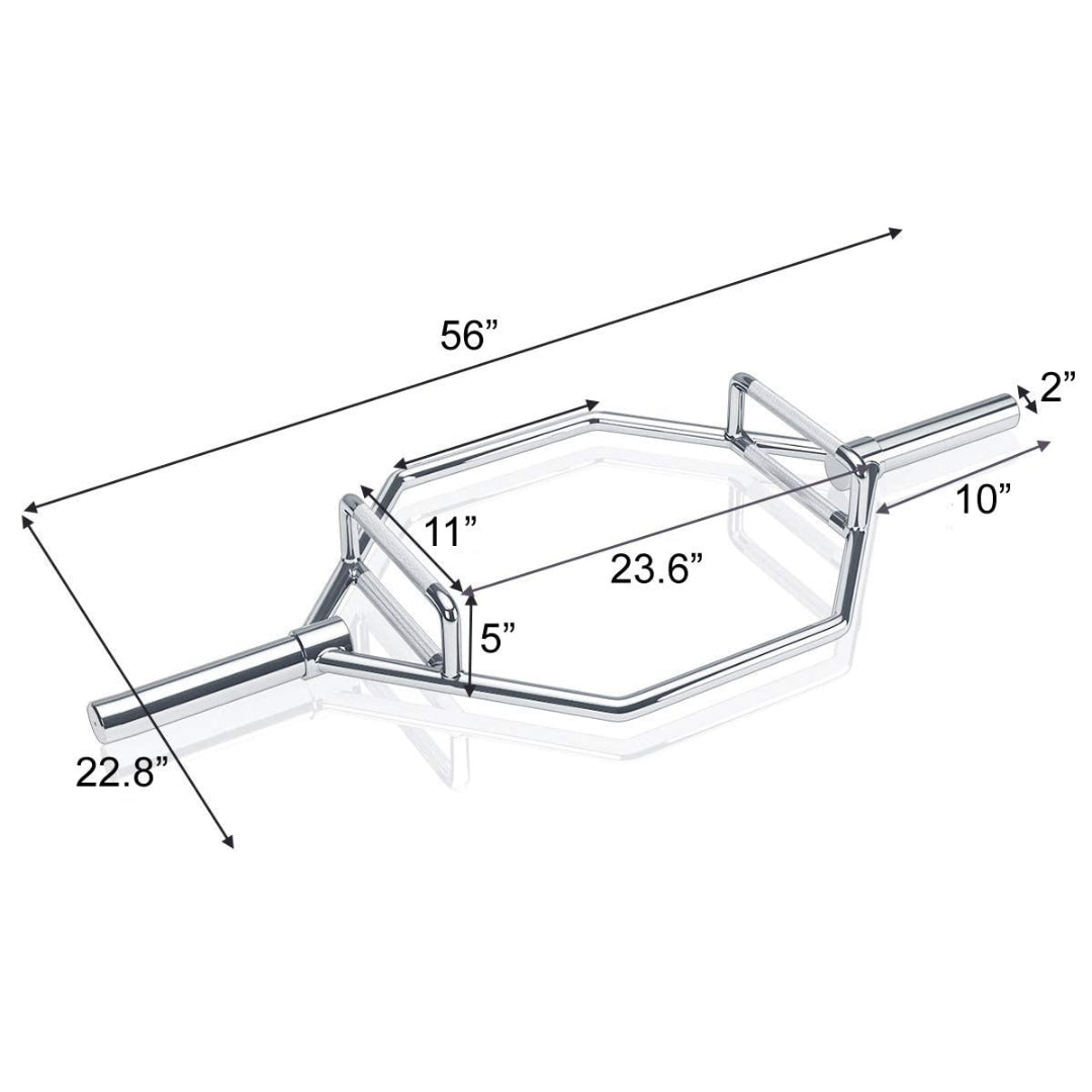 Gamma Fitness Dead Lift Rod, Shrug Bar, Hex Bar For Heavy Lifting BB-08 | Commercial Grade