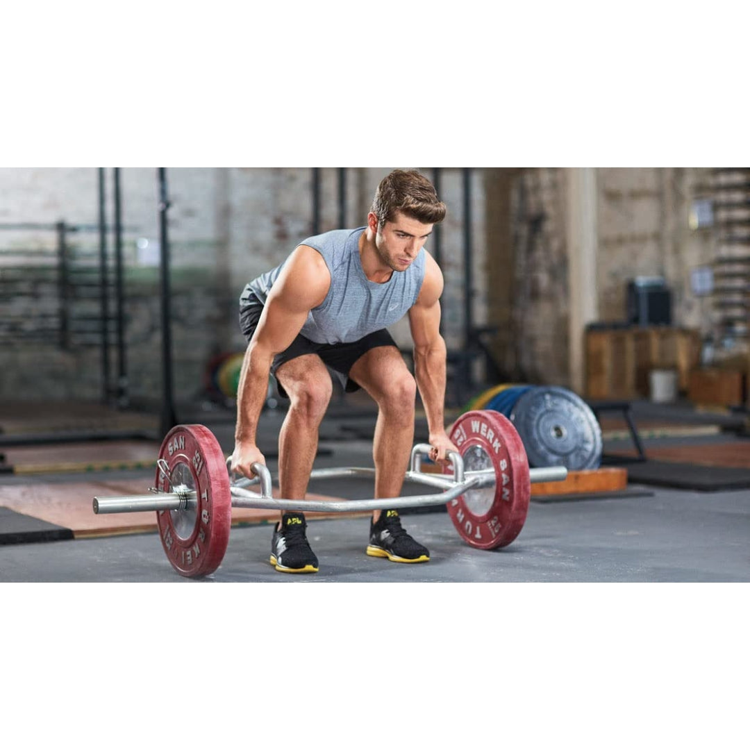 Gamma Fitness Dead Lift Rod, Shrug Bar, Hex Bar For Heavy Lifting BB-08 | Commercial Grade