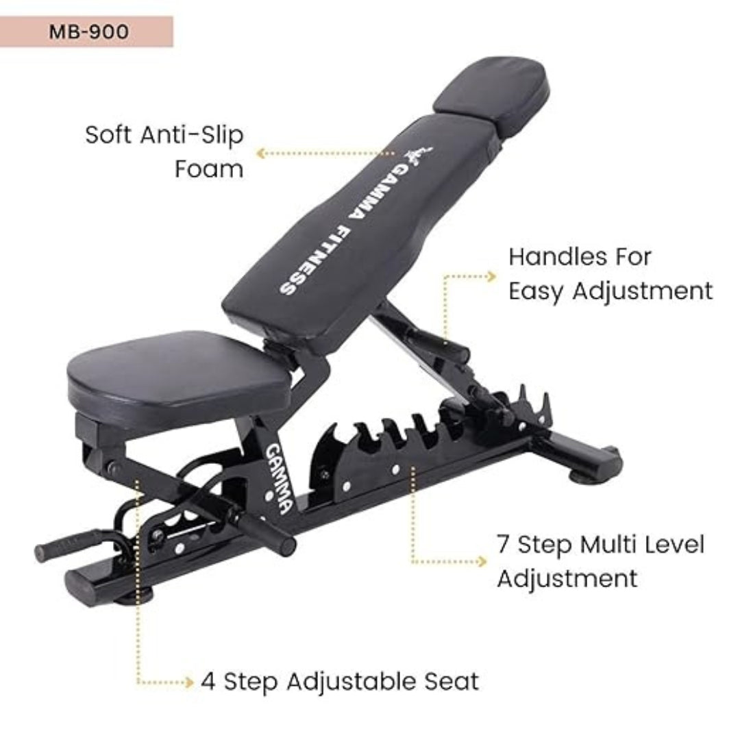 Gamma Fitness Complete Gym Setup | Commercial Grade Equipments | All in One Gym Machine | for Office, Hotel, Society Gym, Resorts & Home Gym (FTS-101 + Bench MB-900 + Bike SB-624 + Rack MR-888)