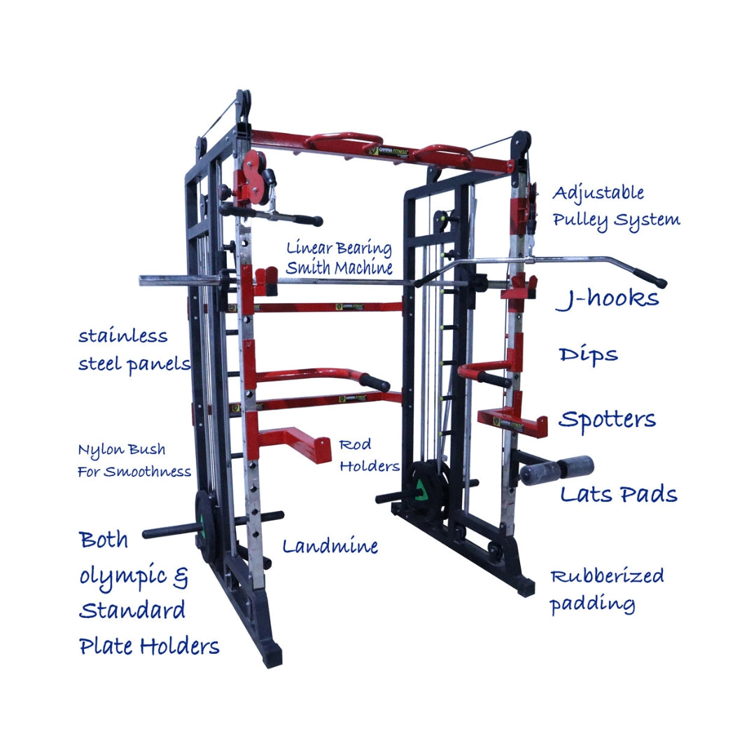 Gamma Fitness Functional Trainer with Smith Machine & Power Squat Rack FTS-786 For Commercial or Home Gym Setup