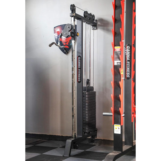 Gamma Fitness Wall Mounted Half Cable Steel Crossover GF-15 for LATS Pull Down, Chest, BI-TRI, Rowing Workout