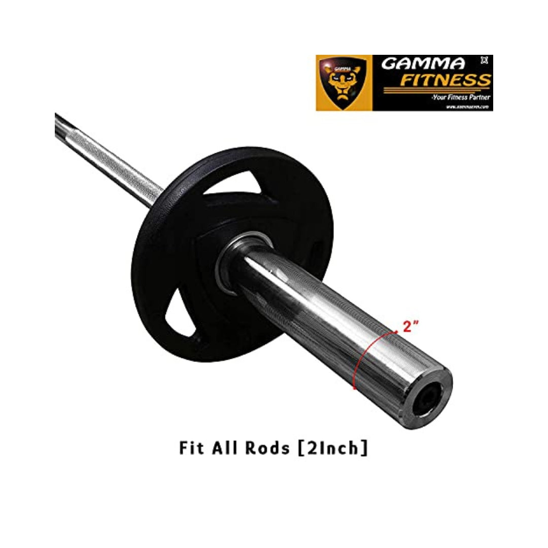 Gamma Fitness Home Gym Set 7 Feet Olympic Gym Rod with 50 Kg Olympic Rubber Coated Handle Plates HG-27 Package