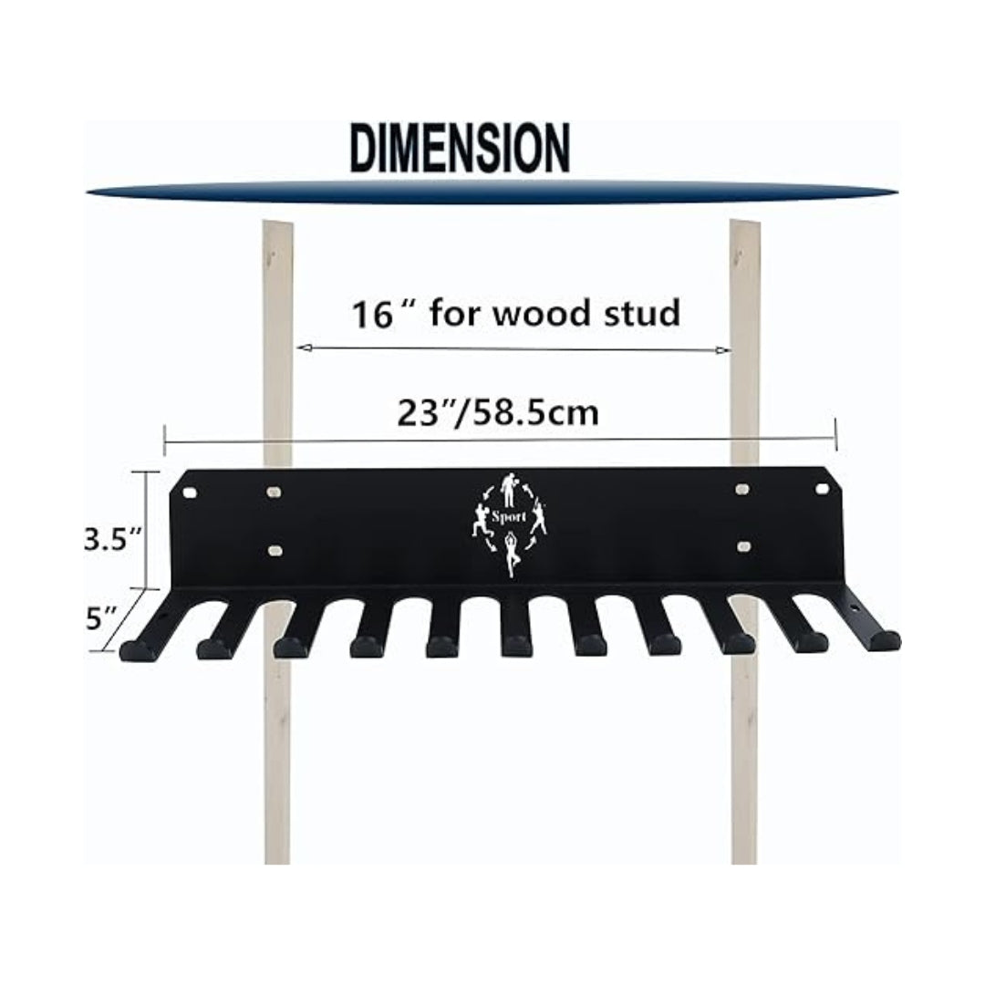 Gamma Fitness Gym Storage Rack, Home Gym Organizer Resistance Band Storage Rack Gym Wall Rack Hanger for Gym Accessories Olympic Barbells, Workout Bands, Yoga Foam Roller or Tools (24" Inch)