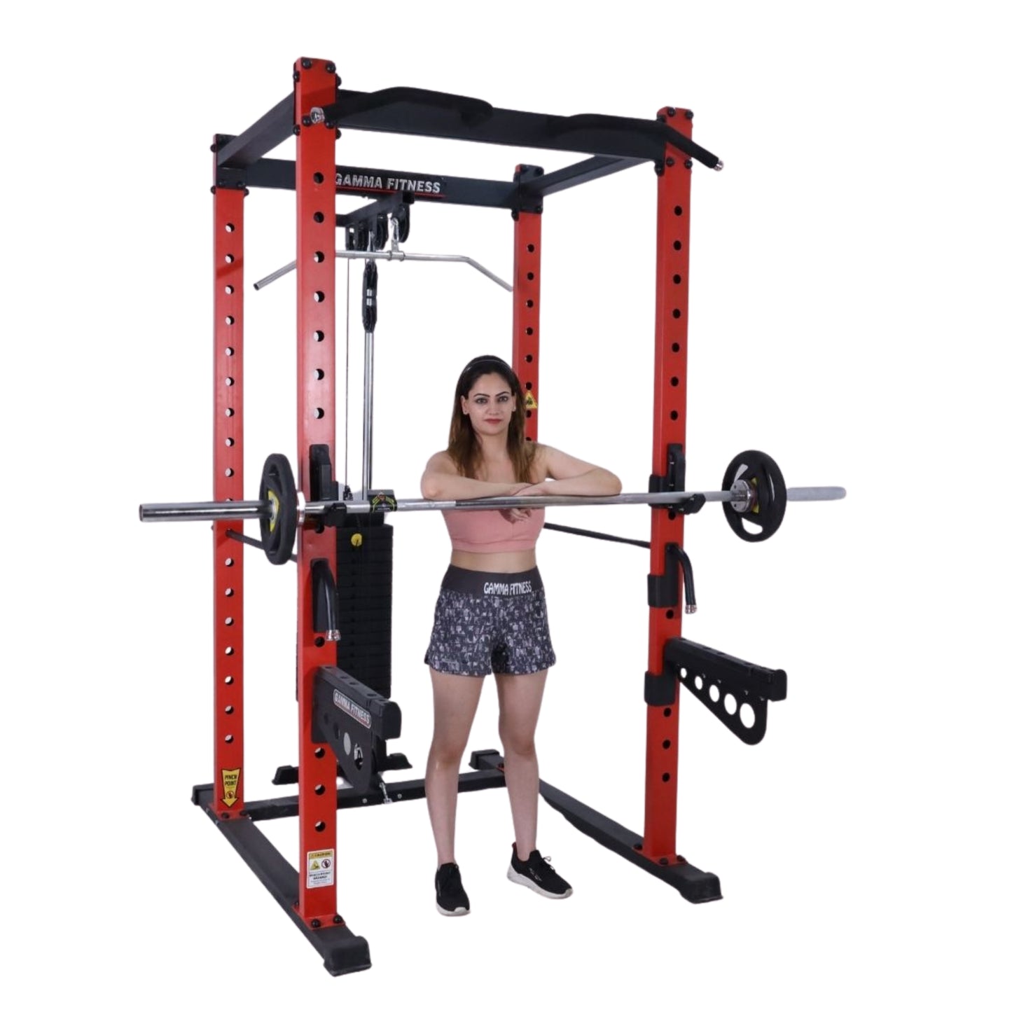 Power Squat Rack PR-42 Combo With Olympic 7 Feet Barbell, Adjustable Bench MB-600 & Rubber Coated Weight Plates
