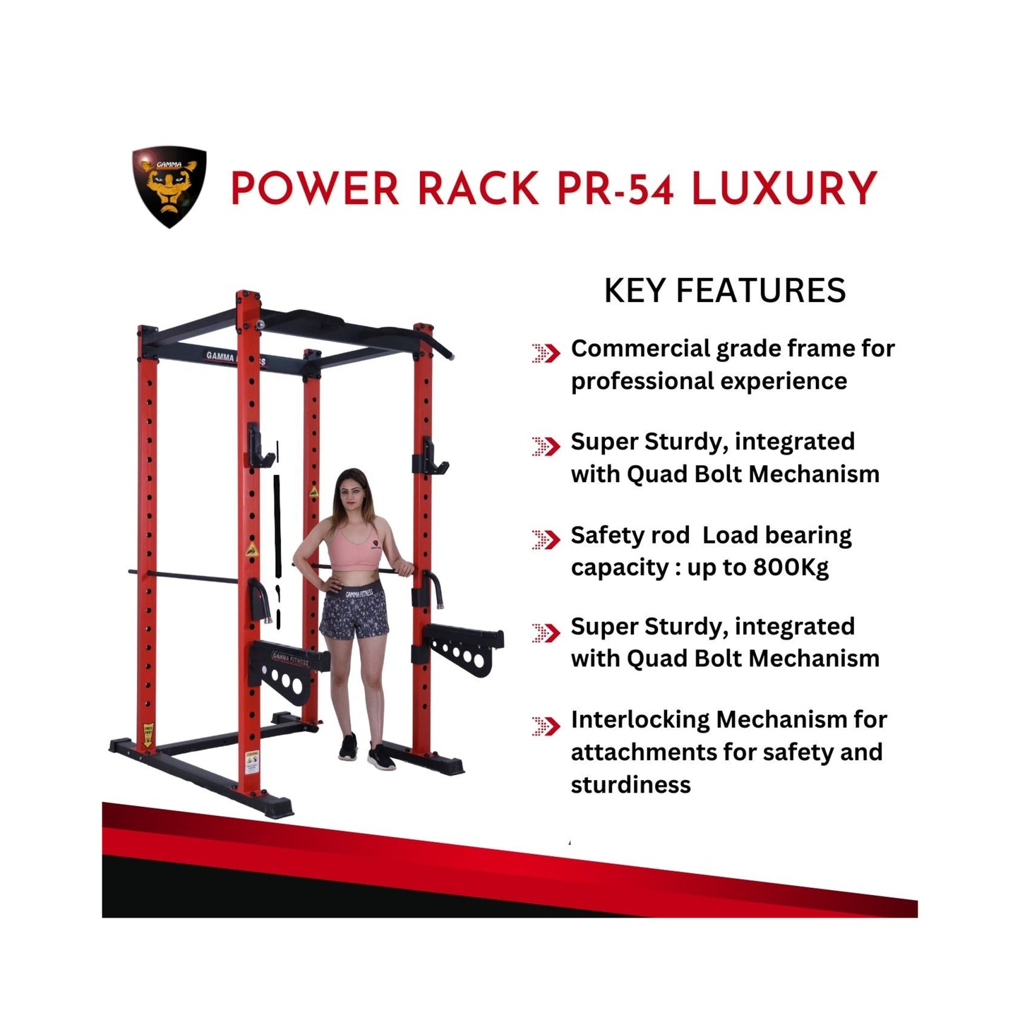 Power Squat Rack PR-54 Lx Commercial Made With Latest Laser Cut Technology For Commercial Gym or Home Gym Setup