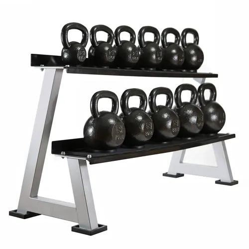 Black Color Coated 2 Tier Gym Kettlebell Rack