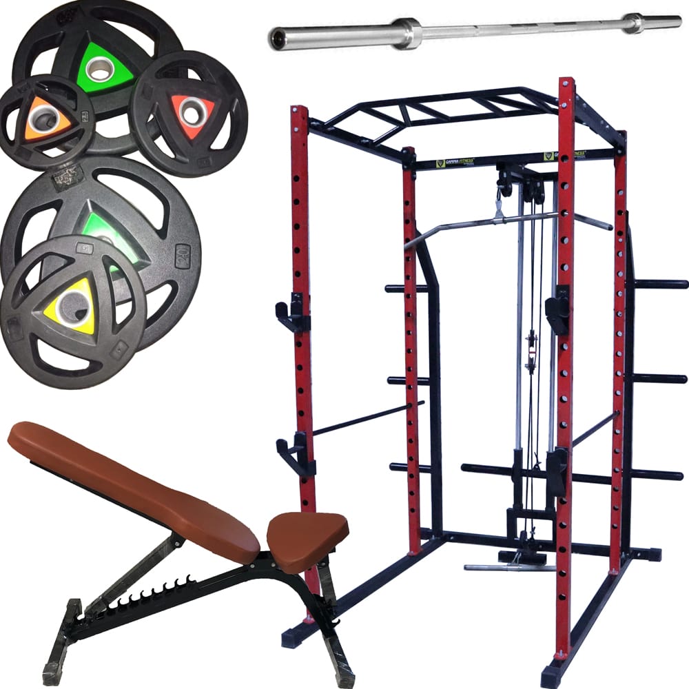 Power Rack With Lats Pull Down Package PRP27 Gamma Fitness