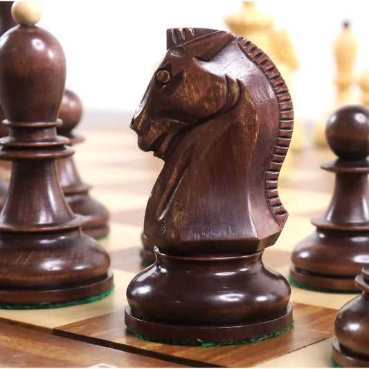 1950s' Fischer Dubrovnik Chess Set - Chess Pieces Only - Unweighted Base - Mahogany Stained Boxwood