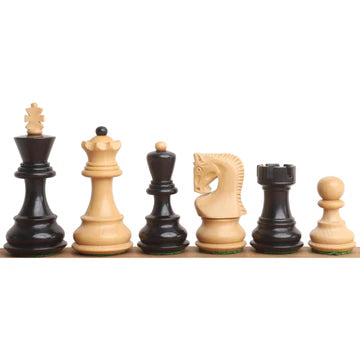 3.1" Russian Zagreb Chess Set - Chess Pieces Only - Weighted Ebonised Boxwood