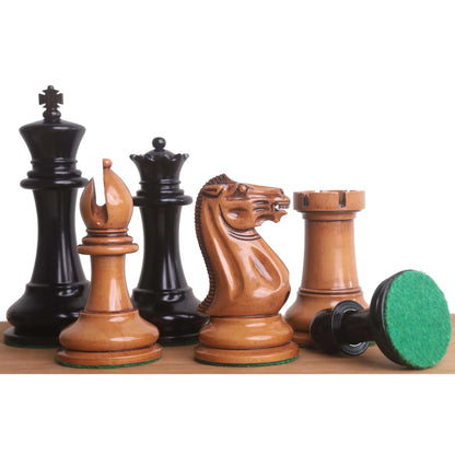 1849 Original Staunton Chess Set- Chess Pieces Only - Lacquered Distress Antiqued Boxwood & Ebony- 4.5" King