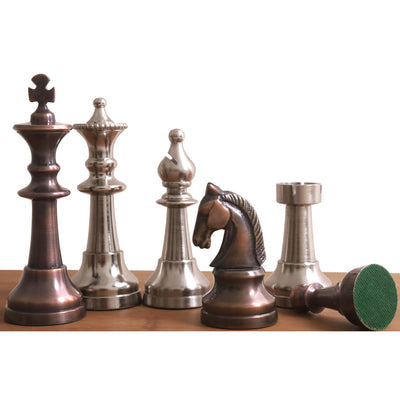 3.7" Victorian Fusion Series Brass Metal Luxury Chess Set - Pieces Only - Metallic Gold & Grey