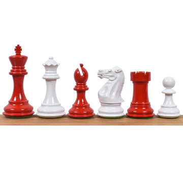 4.1" Pro Staunton Weighted Red & Black Painted Wooden Chess Set - Chess Pieces Only