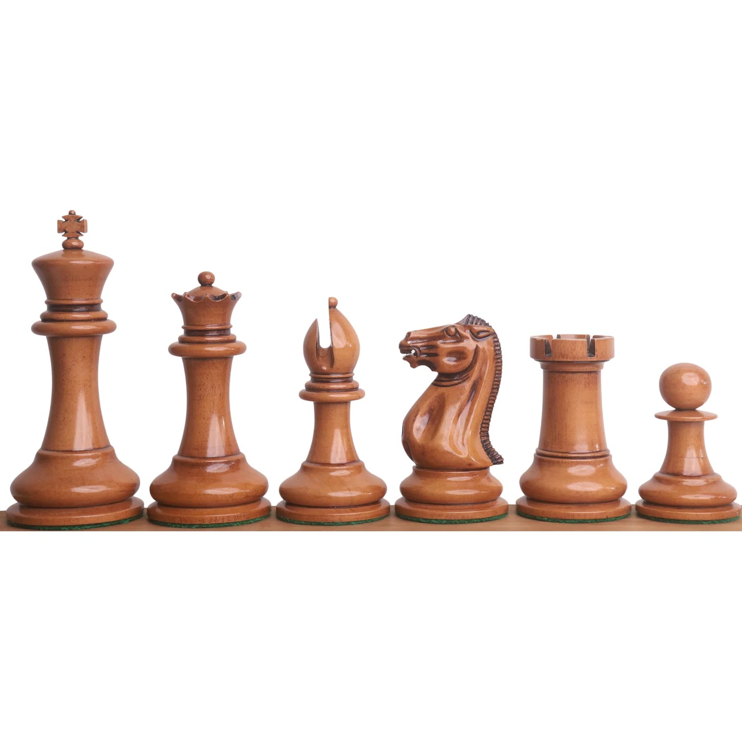 1849 Original Staunton Chess Set- Chess Pieces Only - Lacquered Distress Antiqued Boxwood & Ebony- 4.5" King