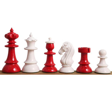 Austrian Coffee House Chess Set - Chess Pieces Only - Lacquered Red and white- 4.1" King