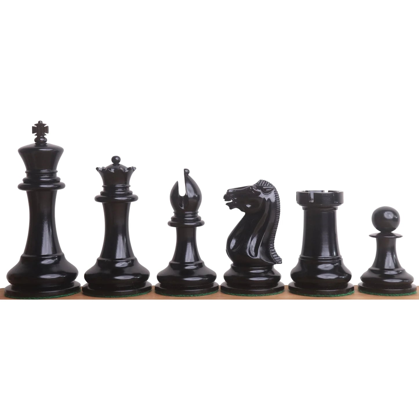 1849 Original Staunton Chess Set- Chess Pieces Only - Lacquered Distress Antiqued Boxwood & Ebony- 4.5" King