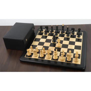 3.1" Russian Zagreb Chess Set - Chess Pieces Only - Weighted Ebonised Boxwood