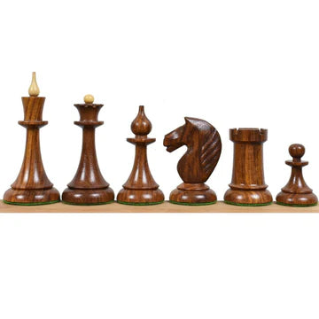 1950's Soviet Latvian Reproduced Chess Set - Chess Pieces Only- Golden Rosewood - 4"