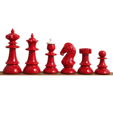 Austrian Coffee House Chess Set - Chess Pieces Only - Lacquered Red and white- 4.1" King