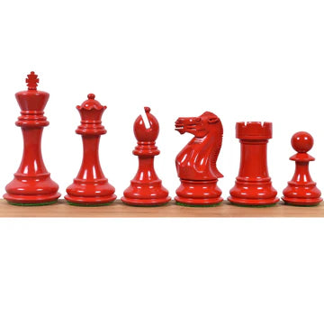 4.1" Pro Staunton Weighted Red & Black Painted Wooden Chess Set - Chess Pieces Only