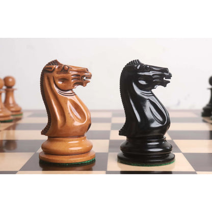 1849 Original Staunton Chess Set- Chess Pieces Only - Lacquered Distress Antiqued Boxwood & Ebony- 4.5" King