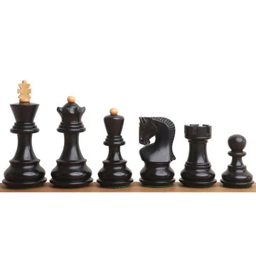 3.1" Russian Zagreb Chess Set - Chess Pieces Only - Weighted Ebonised Boxwood