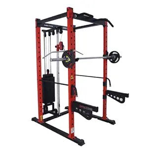 Gamma Fitness Power Squat Rack PR- 22 Luxury|Power Squat Rack with J- Hooks and Rubberised Boot | Power Squat Rack With Commercial Frame and Weight Stack|