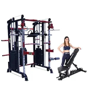 GAMMA FITNESS Steel Multi Home Gym FTS-108 - Functional Trainer with Adjutable Exercise Gym Bench MB-900| for Commercial Gym or Home Gym