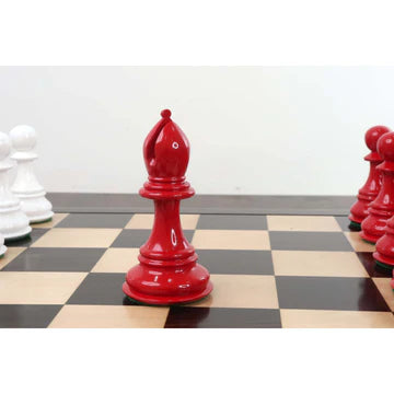 6.3" Jumbo Pro Staunton Luxury Chess Set - Chess Pieces Only - Red & White Lacquered