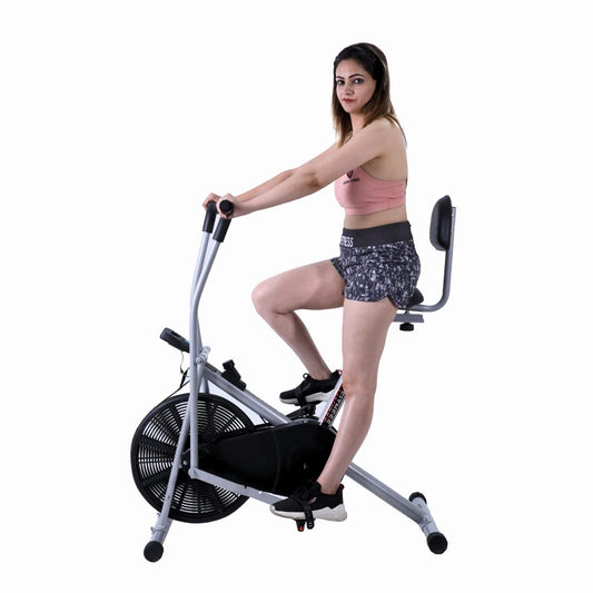 Gamma Fitness EB-09 an Air Bike With Back Support | Exercise Machine for Home Gym | Comfortable Seat and Adjustable Resistance |