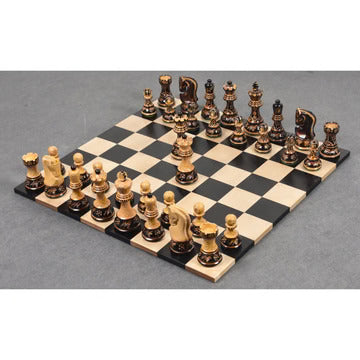 3.9" Russian Zagreb 59' Series Chess Set - Chess Pieces Only - Weighted Ebonised wood